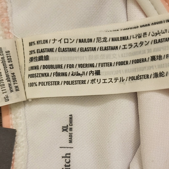 Abercrombie & Fitch Floral & Striped Knot Tie Monokini Pink & White Size XLarge - Picture 10 of 11